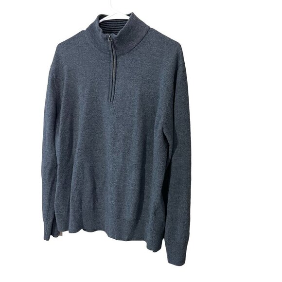 UNTUCKit Sweater Men's XL 100% Merino Wool 1/4 Zip Pullover Gray Knit - Picture 3 of 5